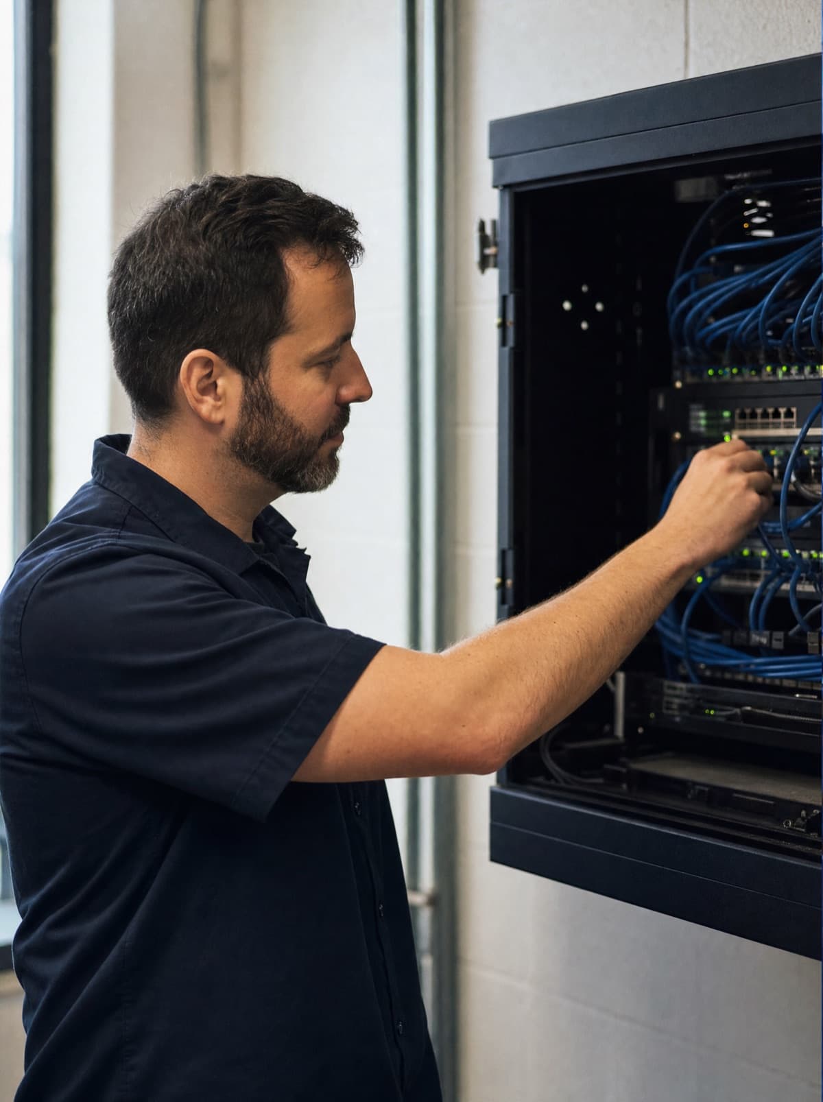 Serverreihen in einem Rechenzentrum als Symbol für Datensicherung