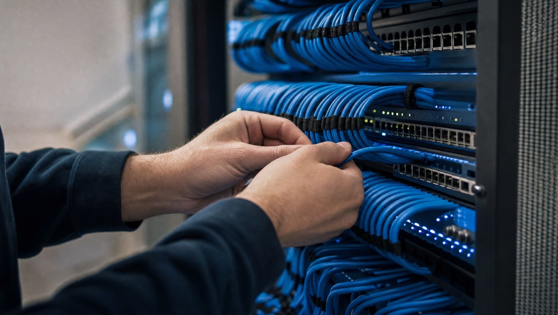 Netzwerkverkabelung als Sinnbild für die WLAN-Anbindung im Lager